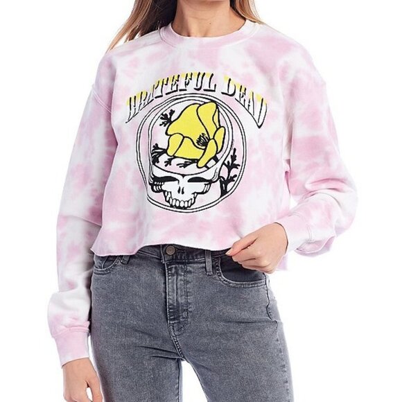 Junk Food Grateful Dead Tie-Dye Cropped Long Sleeve Pullover - Picture 1 of 1